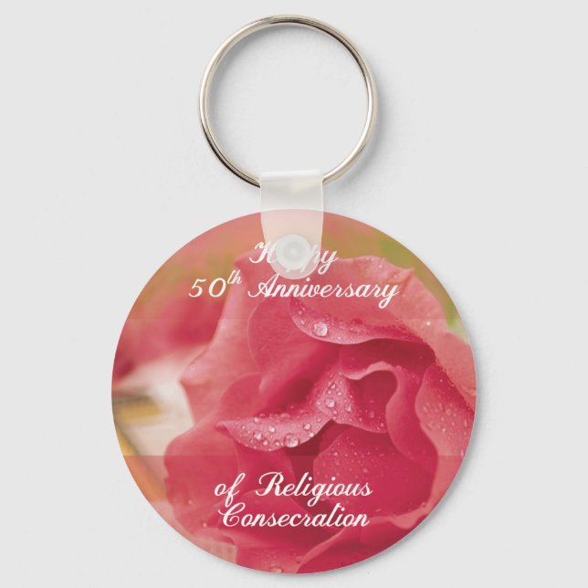 50th Anniversary of Religious Consecration Pink Ro Key Ring (Front)