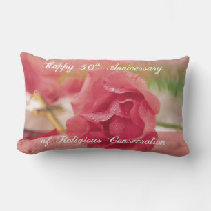 50th Anniversary of Religious Consecration Rose Lumbar Cushion