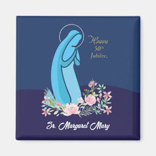 50th Anniversary of Religious Life Nun Pink Flower Magnet