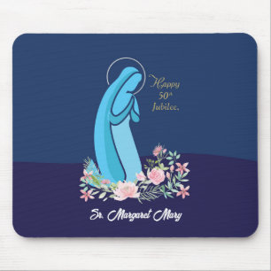 50th Anniversary of Religious Life Nun Pink Flower Mouse Pad