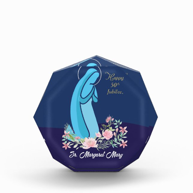 50th Anniversary of Religious Life Nun Pink Flower Photo Block (Front)