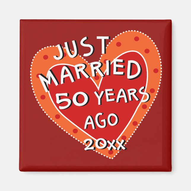50th Anniversary or Any Yr Whimsical Heart Gift Magnet (Front)