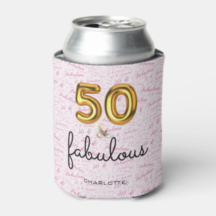 50th Anniversary or Birthday Elegant Pink Gold Can Cooler