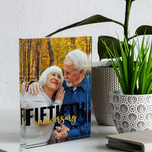 50th Anniversary Oversized Typography Overlay Photo Block