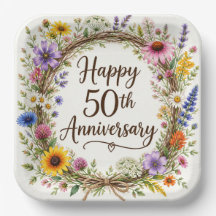 50th Anniversary Paper Plates, Fiftieth Wedding
