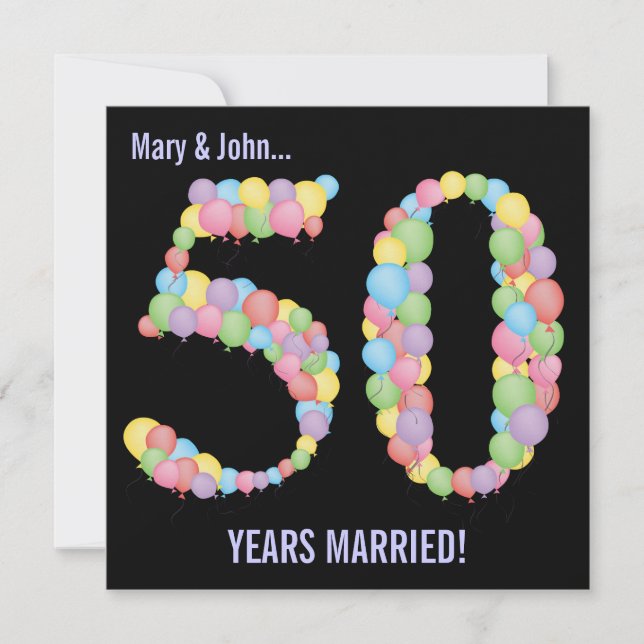 50th Anniversary Party Balloons Invitation (Front)