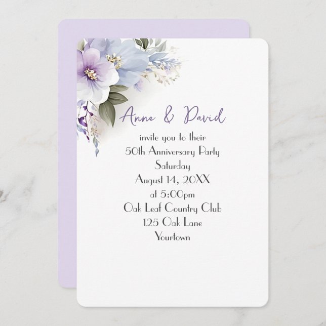 50th Anniversary Party Floral Bouquet Invitation (Front/Back)