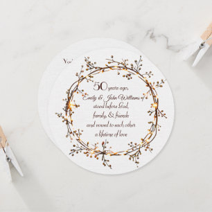 50th Anniversary Party Glowing Autumn Berry Wreath Invitation