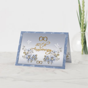 50th Anniversary Party invitation blue floral
