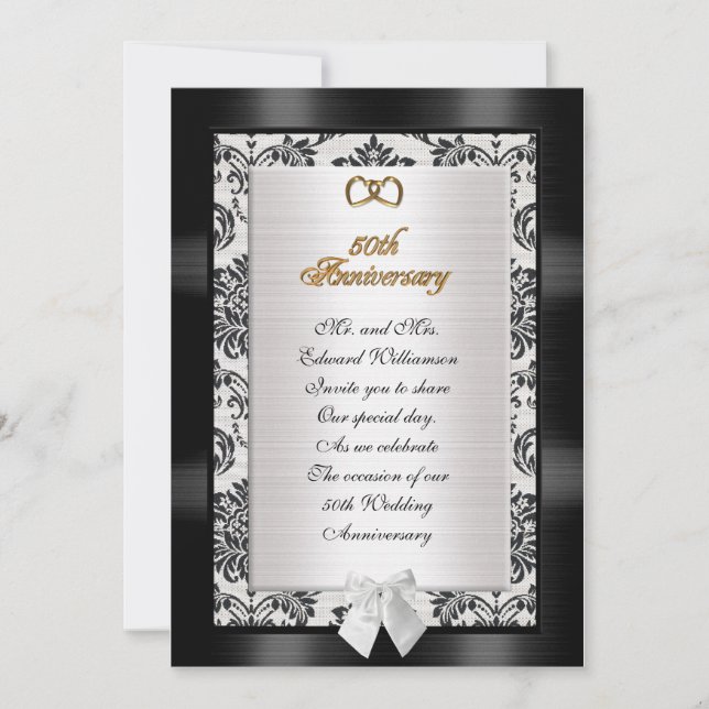 50th Anniversary party invitation damask (Front)