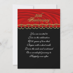 50th anniversary party invitation red,black,gold