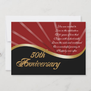 50th anniversary party invitation wedding gold red