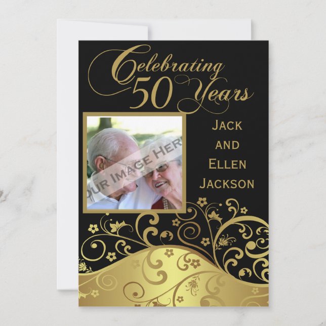 50th Anniversary Party Invitation With Photo (Front)