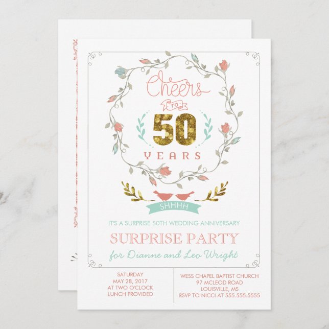 50th Anniversary Party Invitations (Front/Back)