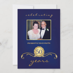 50th Anniversary Party Invitations - Royal Blue