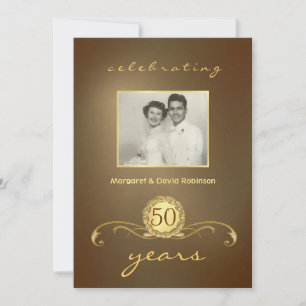 50th Anniversary Party Invitations - Vintage Gold