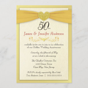 50th Anniversary Party Invitations - Vintage Gold