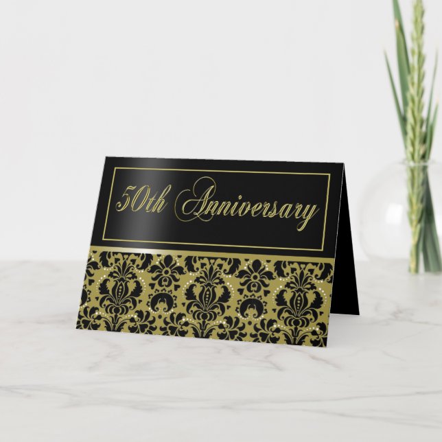 50th Anniversary Party Invite (Chaucer/black gold) (Front)
