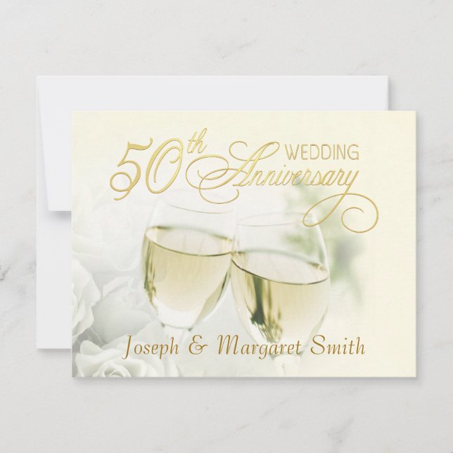 50th Anniversary Party - Ivory RSVP Reply Cards (Front)