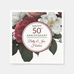 50th Anniversary Party With Names Floral Napkin