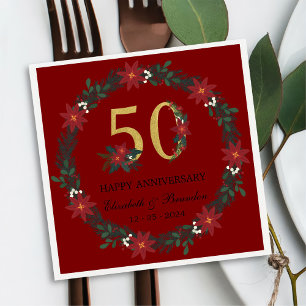 50th Anniversary Personalised Christmas Napkins