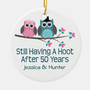 50th Anniversary Personalised Couples Gift Ceramic Tree Decoration