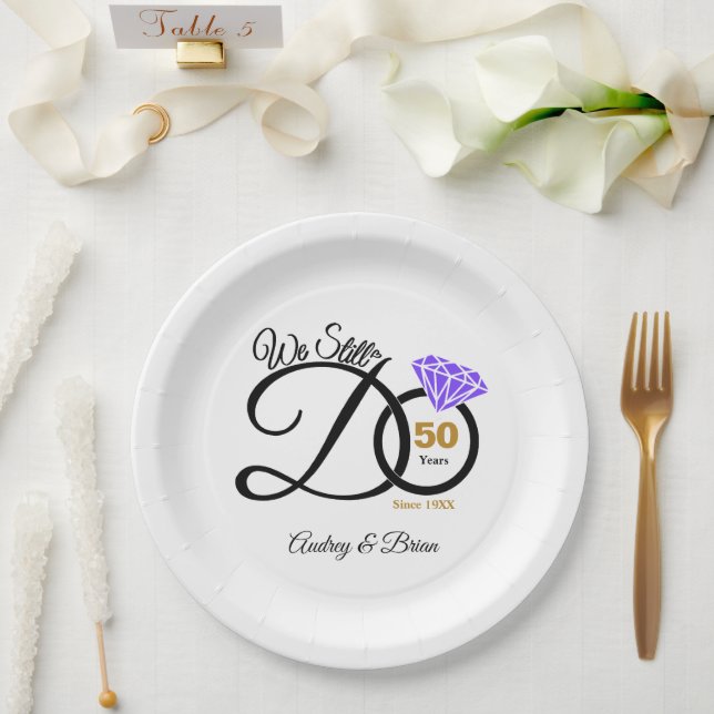 50th Anniversary Personalised Paper Plate (Wedding)