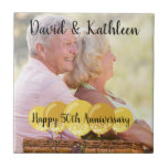 50th Anniversary Personalised Photo Tile Trivet<br><div class="desc">Create a lasting keepsake to commemorate a special event with this personalised festive ceramic tile trivet. With its illustrations of gold coloured party balloons it's perfect for a 50th anniversary gift. Upload your own photo, enter your personalised text and you're good to go! Throwing a fiftieth anniversary party? Find coordinating...</div>