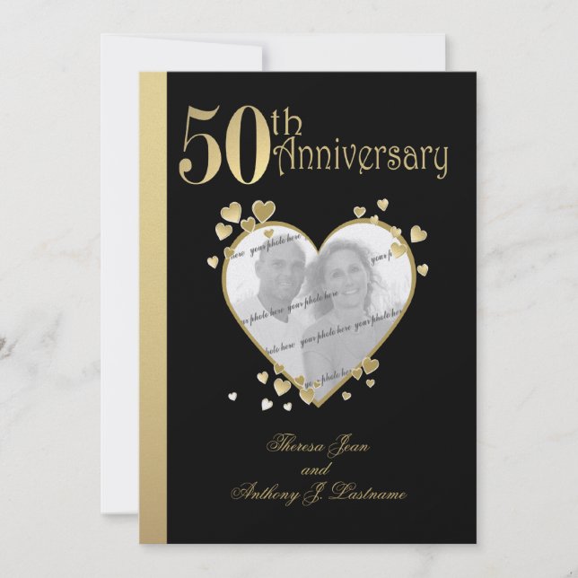 50th Anniversary Photo Heart Invitation (Front)