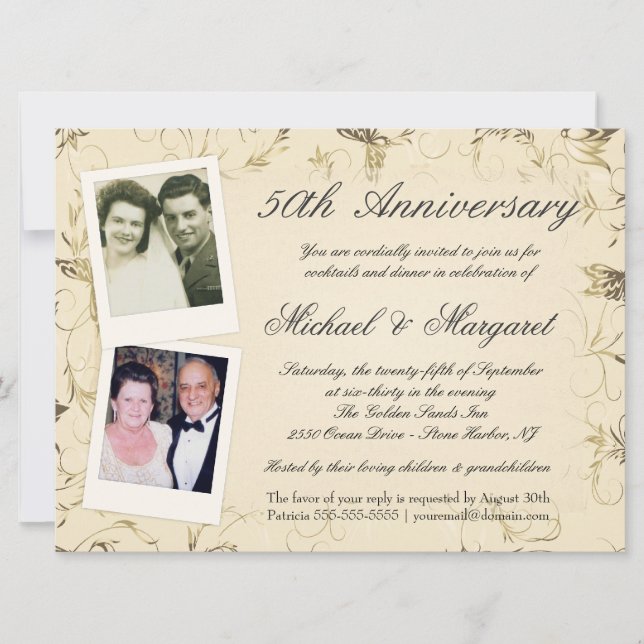 50th Anniversary - Photo Invitations - Then & Now (Front)