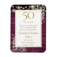 50th Anniversary Red Rustic Wood Save The Date
