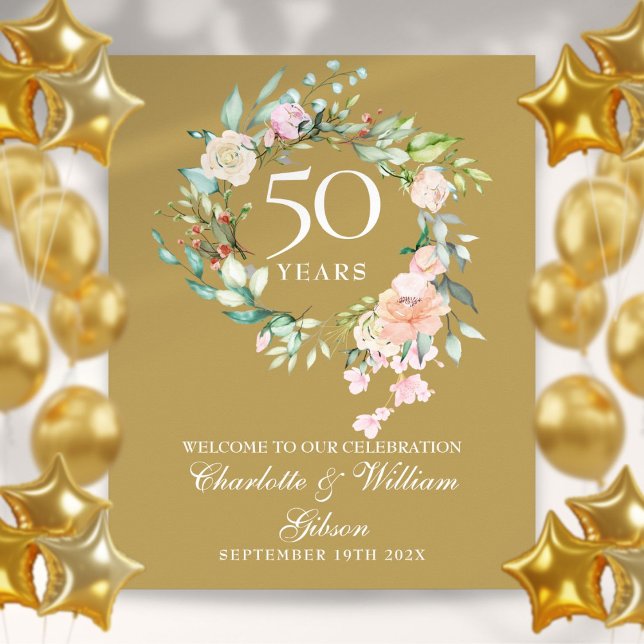 50th Anniversary Roses Garland Welcome Sign (50th Anniversary Roses Garland Welcome Sign)