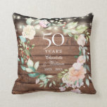 50th Anniversary Rustic Wood Floral String Lights Cushion<br><div class="desc">Featuring a delicate watercolor floral garland,  string lights and a rustic wood panels background,  this chic botanical 50th wedding anniversary keepsake pillow can be personalised with your special anniversary information in elegant text. Designed by Thisisnotme©</div>