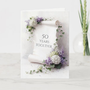50th Anniversary Scroll with Floral Border Card