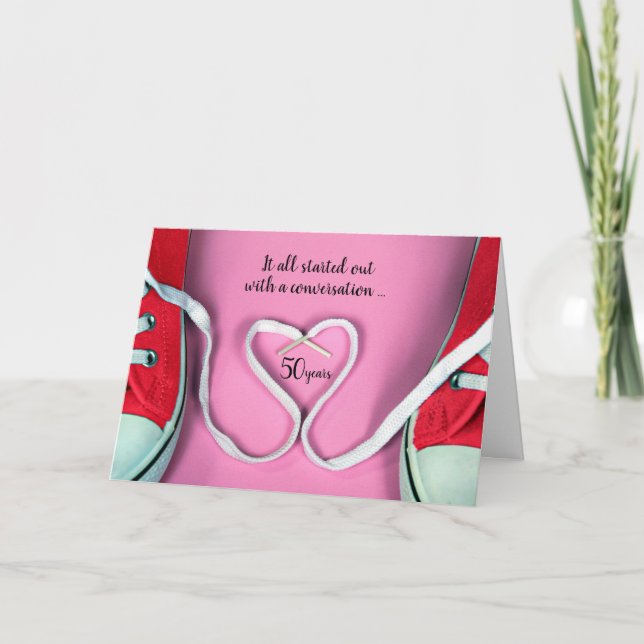 50th Anniversary Shoestring Heart and Sneakers Card (Front)