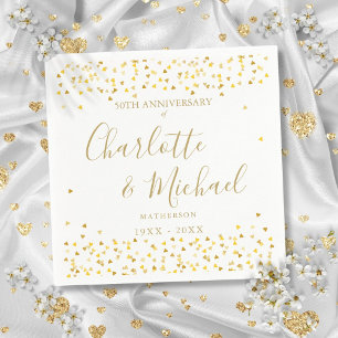 50th Anniversary Signature Gold Hearts Confetti Napkin