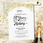 50th Anniversary Surprise Party Gold Confetti Invitation<br><div class="desc">It's a surprise party 50 YEARS IN THE MAKING for the special 50th wedding anniversary couple! The title design integrates the couple's wedding year. Faux gold confetti borders the top of the invitation. ASSISTANCE: For help with design modification or personalisation, colour change, resizing, transferring the design to another product or...</div>