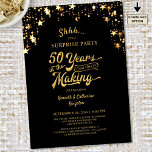 50th Anniversary Surprise Party Gold Stars Invitation<br><div class="desc">50th Anniversary surprise party black and gold invitation featuring a retro typography 50 YEARS IN THE MAKING design which incorporates the golden anniversary couple's wedding year as part of the design accented by gold stars. This invitation is also available as a digital file download for sharing digitally or online. ASSISTANCE:...</div>