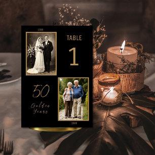 50th Anniversary Table Number – Then and Now Photo