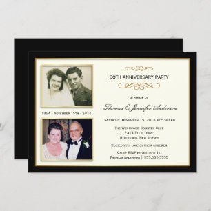 50th Anniversary Then & Now Photo Invitations