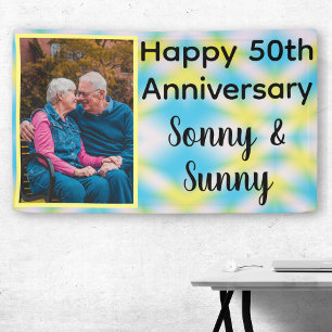 50th Anniversary Tie Dye One Photo Banner