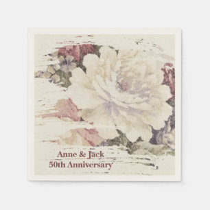 50th Anniversary Vintage Rose Tapestry Napkin