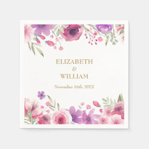 50th Anniversary Watercolour Roses Greenery Napkin