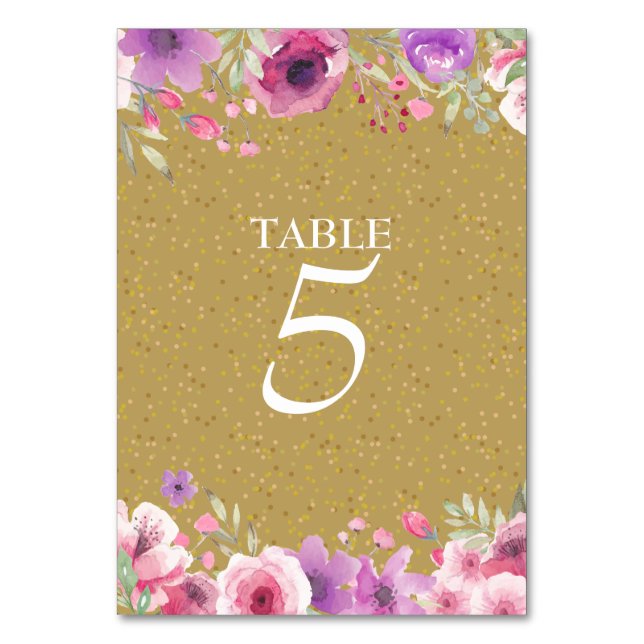 50th Anniversary Watercolour Roses Table Number (Back)