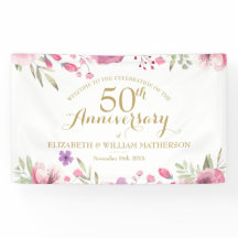 50th Anniversary Watercolour Roses Welcome