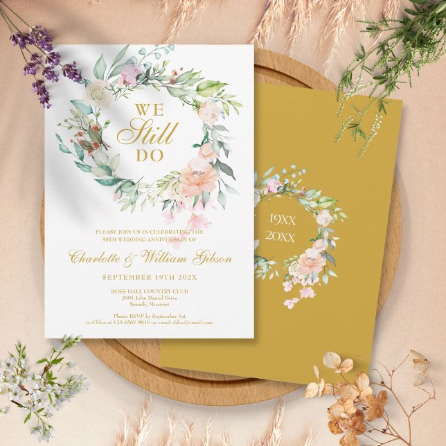 50th Anniversary We Still Do Floral Garland Invitation (50th Anniversary We Still Do Floral Garland Invitation)