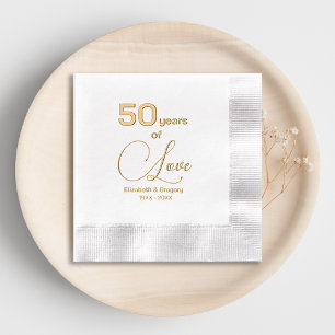 50th Anniversary Wedding 50 Years of Love Foil Napkins