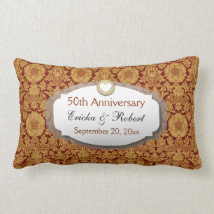 50th Anniversary Wedding Anniversary Gold Z14 Lumbar Cushion