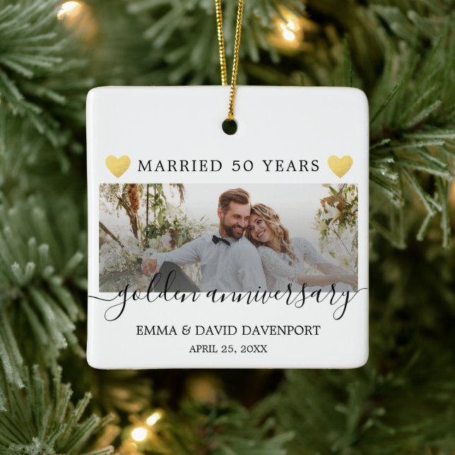 50th Anniversary Wedding Christmas Photo Ornament (Tree)