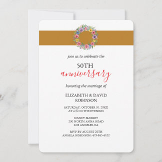 50th anniversary wedding Gold unique Invitation
